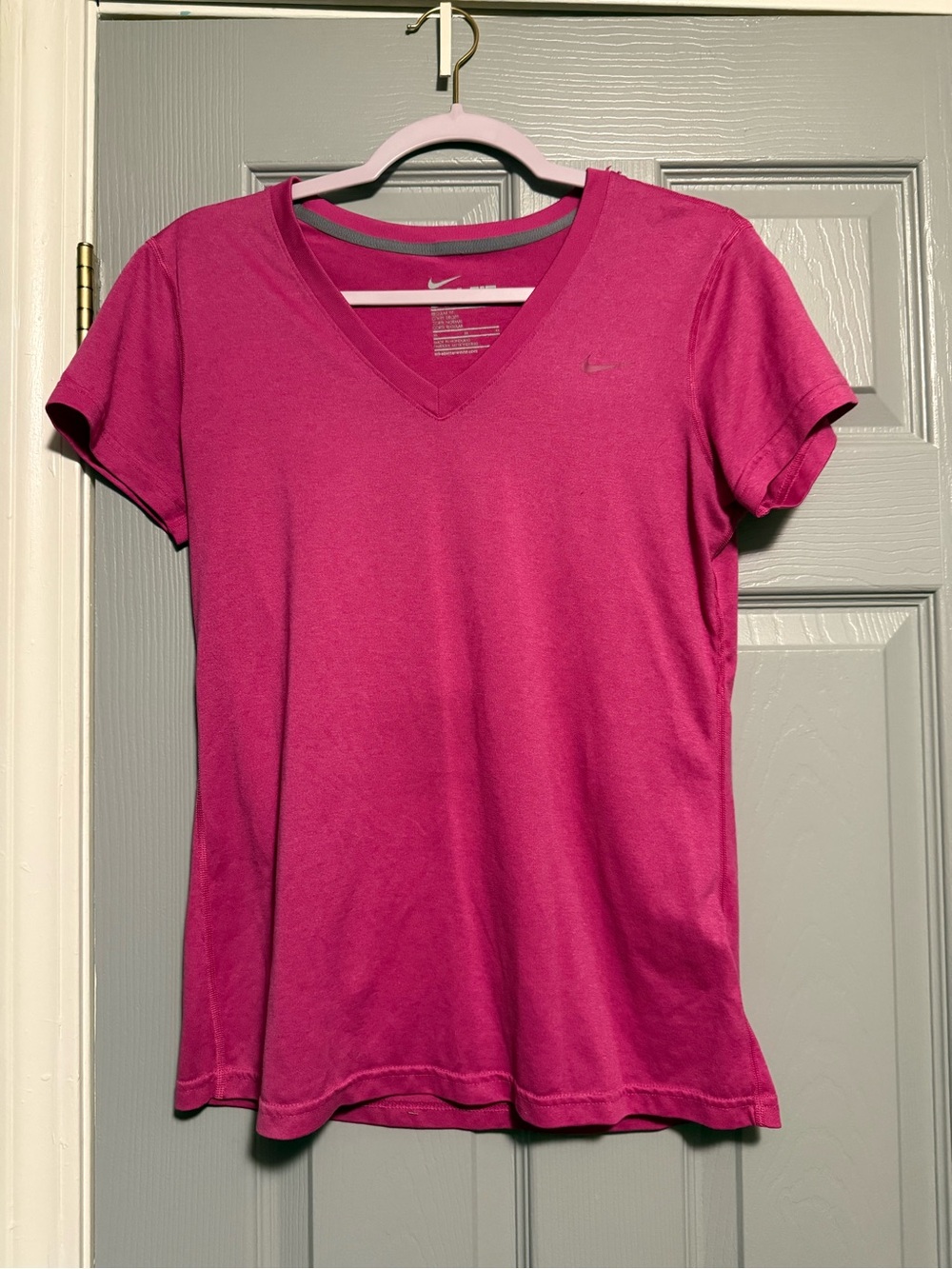 Nike Women’s V-Neck Short Sleeve Tee - Fuchsia Pink
